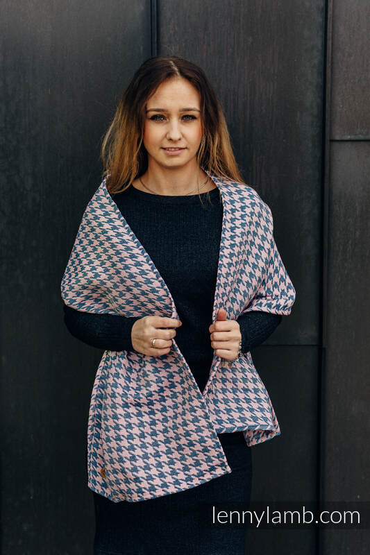 Lenny Lamb - LennyScarf - 40% cotton 21 % baby alpaka 21 % angora 18% mulberry silk - Pepitka Grey & Pink 