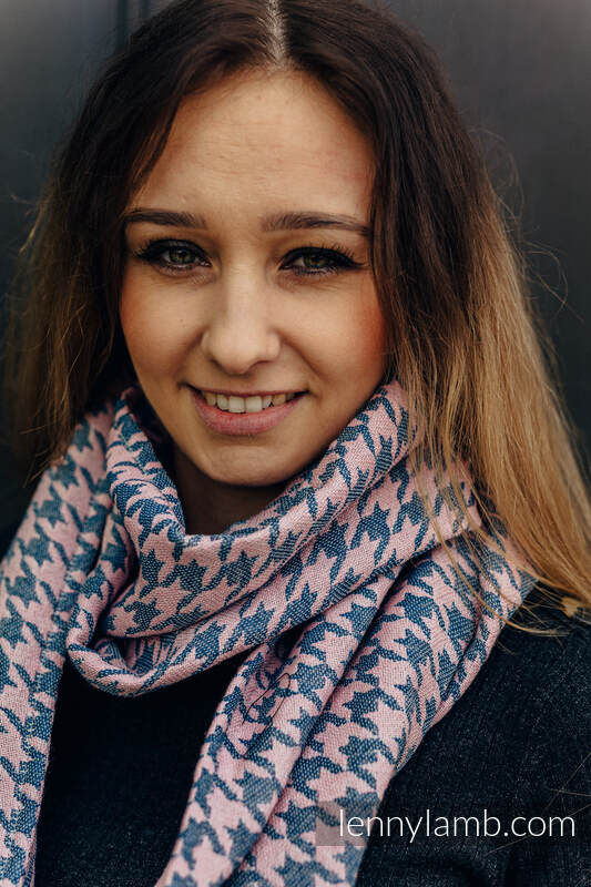 Lenny Lamb - LennyScarf - 40% cotton 21 % baby alpaka 21 % angora 18% mulberry silk - Pepitka Grey & Pink 