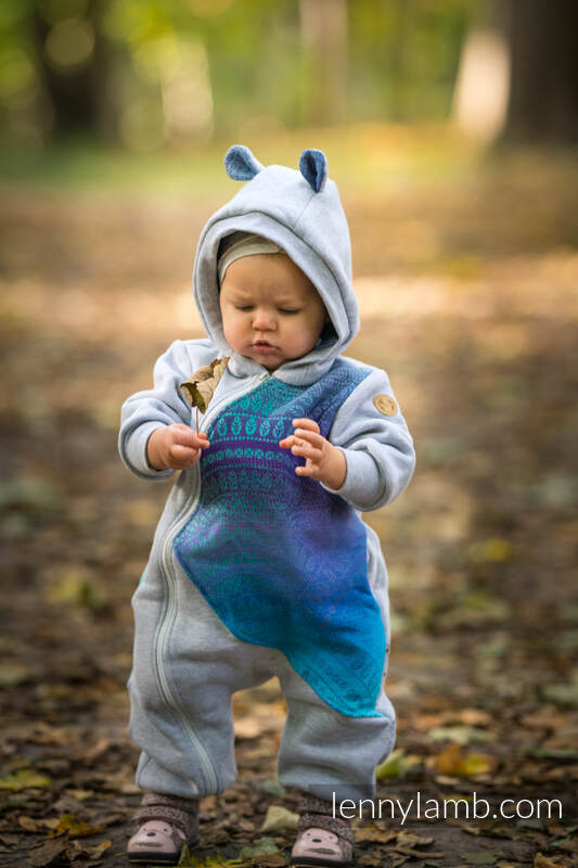 Lenny Lamb - Jumpsuit for a child - size 86 - Gray melange & Peacock's Tail - Fantasy Lenny Lamb - Jumpsuit for a child - size 86 - Gray melange & Peacock's Tail - Fantasy