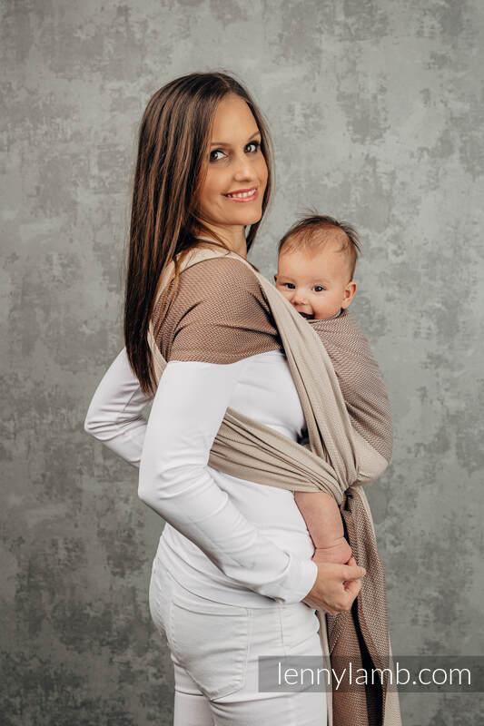 Lenny Lamb - My First Baby Sling LITTLE HERRINGBONE BABY CAFFE LATTE S B