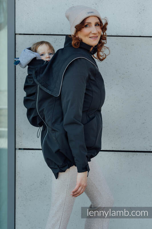 Lenny Lamb - Softshell Babywearing Coat - Black - size L L Lenny Lamb - Softshell Babywearing Coat - Black - size L L