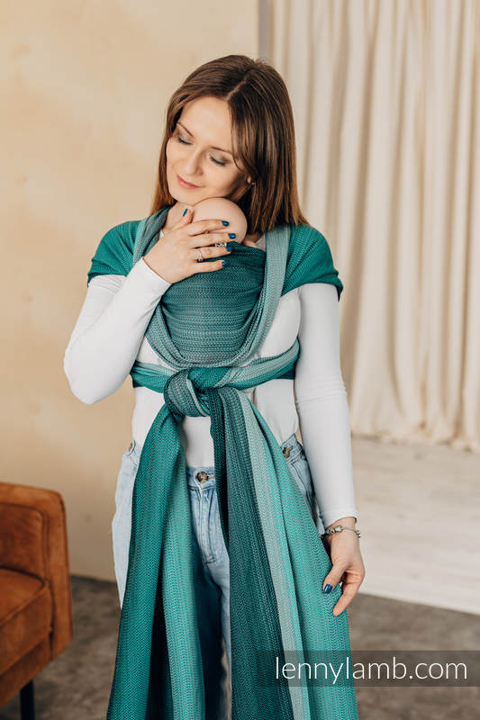 Lenny Lamb - Baby sling for babies with low birthweight LITTLE HERRINGBONE OMBRE GREEN XL