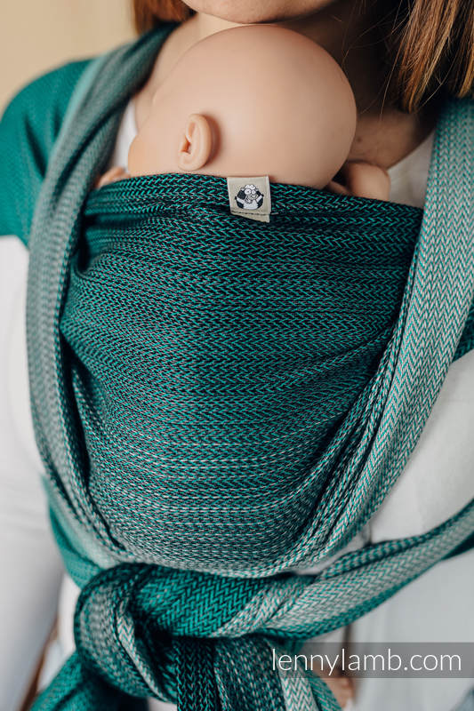 Lenny Lamb - Baby sling for babies with low birthweight LITTLE HERRINGBONE OMBRE GREEN XL