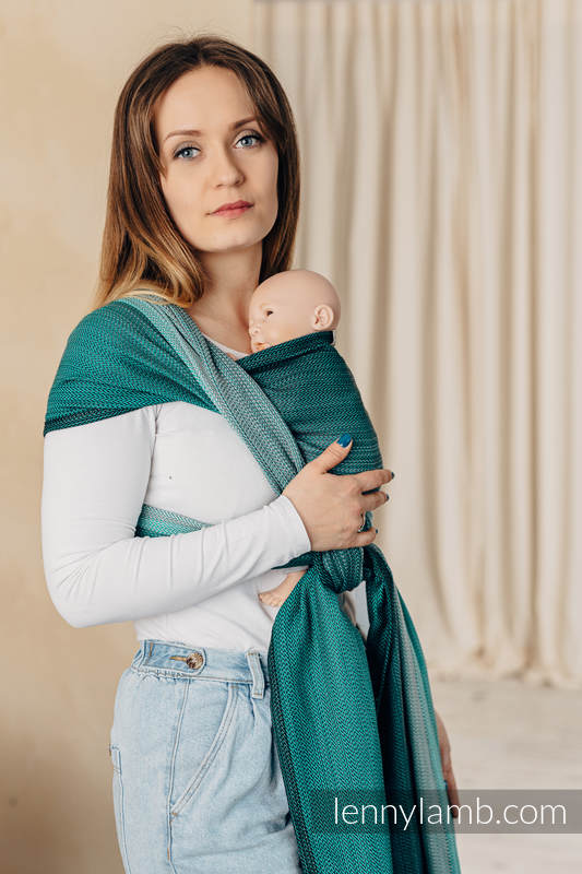 Lenny Lamb - Baby sling for babies with low birthweight LITTLE HERRINGBONE OMBRE GREEN XL