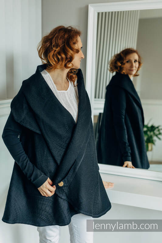 Lenny Lamb - Long Cardigan - Plus size  - PEACOCK'S TAIL - PITCH BLACK (62% cotton PEACOCK S TAIL PITCH BLACK