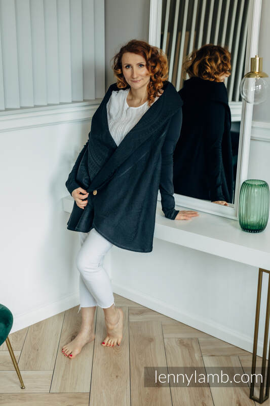 Lenny Lamb - Long Cardigan - Plus size - PEACOCK'S TAIL - PITCH BLACK (62% cotton PEACOCK S TAIL PITCH BLACK Lenny Lamb - Long Cardigan - Plus size - PEACOCK'S TAIL - PITCH BLACK (62% cotton PEACOCK S TAIL PITCH BLACK