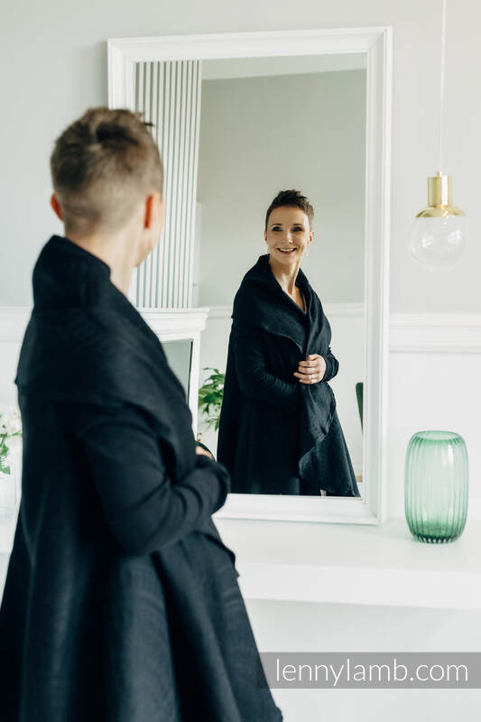 Lenny Lamb - Long Cardigan - Plus size  - PEACOCK'S TAIL - PITCH BLACK (62% cotton PEACOCK S TAIL PITCH BLACK