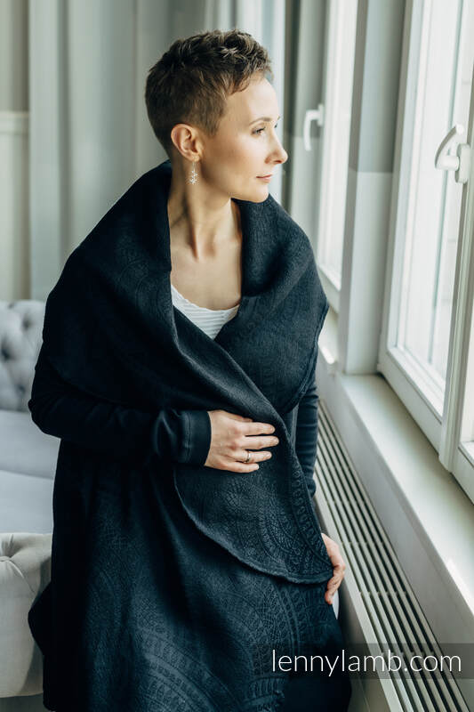 Lenny Lamb - Long Cardigan - size S/M - PEACOCK'S TAIL - PITCH BLACK (62% cotton S M PEACOCK S TAIL PITCH BLACK Lenny Lamb - Long Cardigan - size S/M - PEACOCK'S TAIL - PITCH BLACK (62% cotton S M PEACOCK S TAIL PITCH BLACK