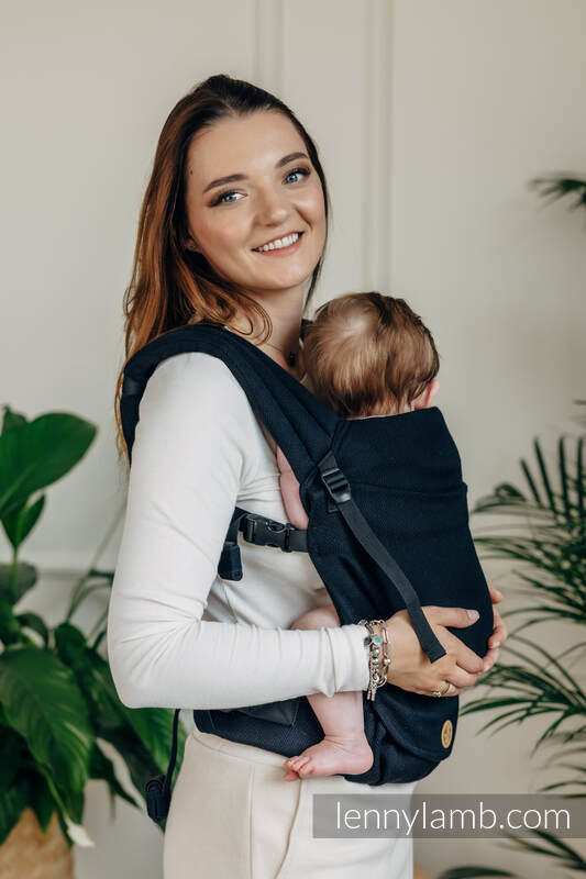 Lenny Lamb - My First Baby Carrier - LennyLight LITTLE HERRINGBONE EBONY BLACK