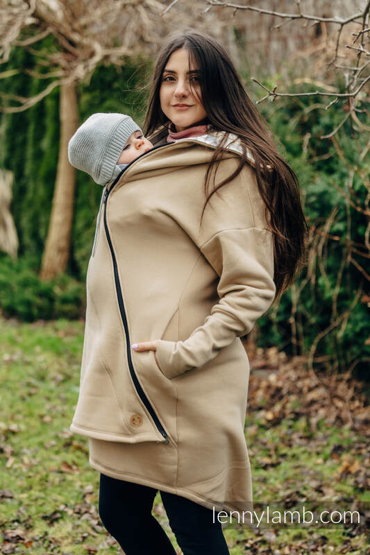 Lenny Lamb - Asymmetrical Hoodie - Beige with Jurassic Park - Ice Desert - size L L Lenny Lamb - Asymmetrical Hoodie - Beige with Jurassic Park - Ice Desert - size L L