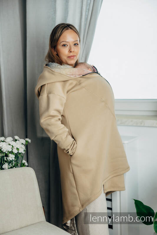 Lenny Lamb - Asymmetrical Hoodie - Beige with Wild Wine - Vineyard - size XXL XXL Lenny Lamb - Asymmetrical Hoodie - Beige with Wild Wine - Vineyard - size XXL XXL