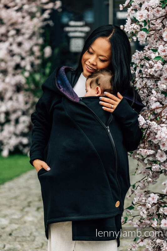 Lenny Lamb - Asymmetrical Hoodie - Black with Wild Wine - Bouquet - size S S Lenny Lamb - Asymmetrical Hoodie - Black with Wild Wine - Bouquet - size S S