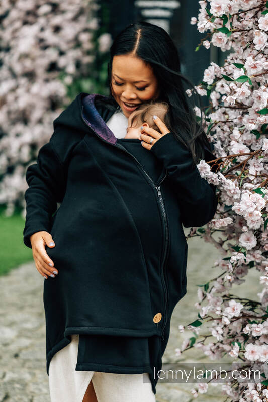 Lenny Lamb - Asymmetrical Hoodie - Black with Wild Wine - Bouquet - size XL XL Lenny Lamb - Asymmetrical Hoodie - Black with Wild Wine - Bouquet - size XL XL