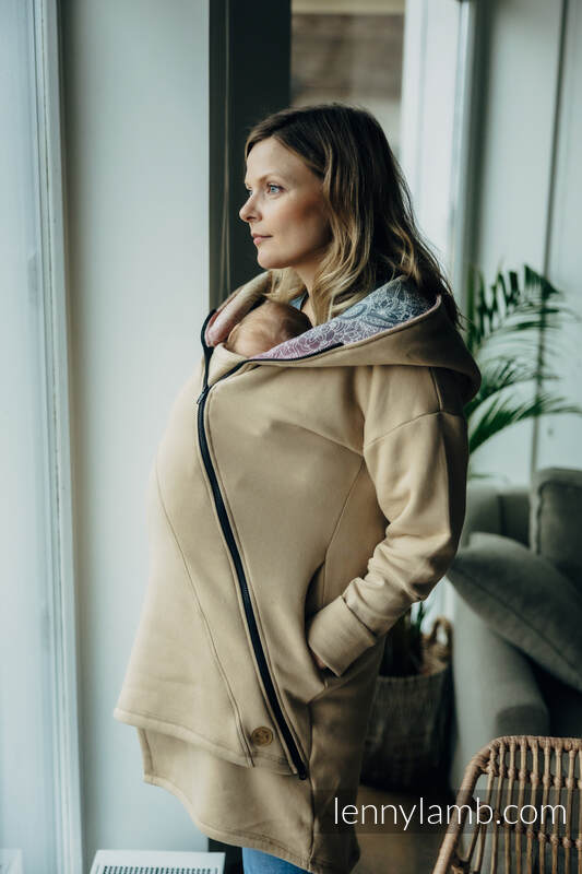 Lenny Lamb - Asymmetrical Hoodie - Beige with Wild Wine - Vineyard - size XXS XXS