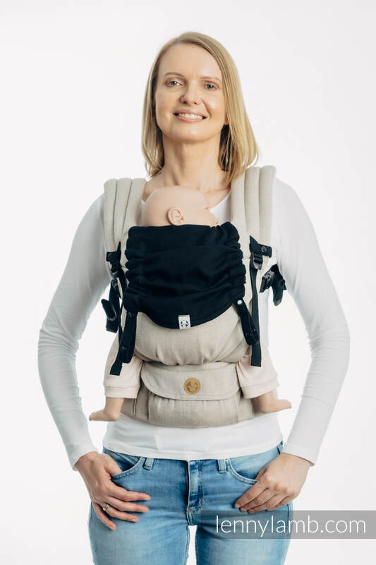 Lenny Lamb - Baby carrier hood (100% cotton) -  LITTLE HERRINGBONE EBONY BLACK LITTLE HERRINGBONE EBONY BLACK