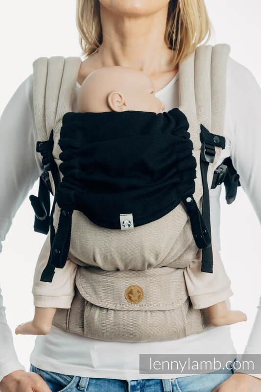 Lenny Lamb - Baby carrier hood (100% cotton) -  LITTLE HERRINGBONE EBONY BLACK LITTLE HERRINGBONE EBONY BLACK