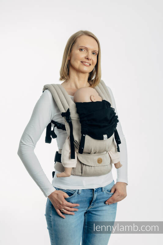 Lenny Lamb - Baby carrier hood (100% cotton) -  LITTLE HERRINGBONE EBONY BLACK LITTLE HERRINGBONE EBONY BLACK