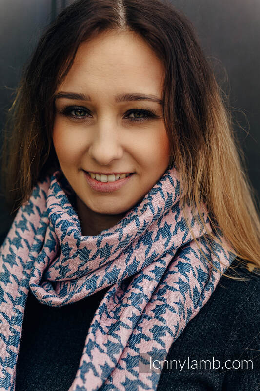 Lenny Lamb - LennyScarf - 40% cotton 21 % baby alpaka 21 % angora 18% mulberry silk - Pepitka Grey & Pink (grade B) B