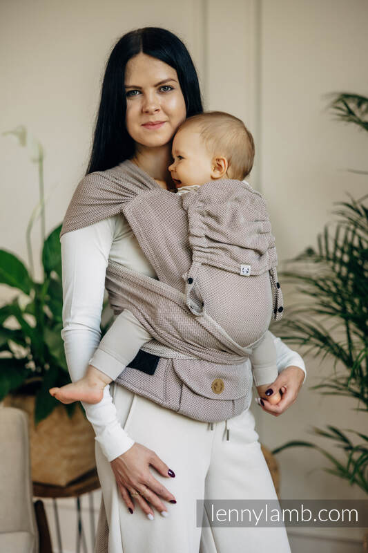 Lenny Lamb - My First Baby Carrier - LennyHybrid Half Buckle LITTLE HERRINGBONE ALMOND B Lenny Lamb - My First Baby Carrier - LennyHybrid Half Buckle LITTLE HERRINGBONE ALMOND B