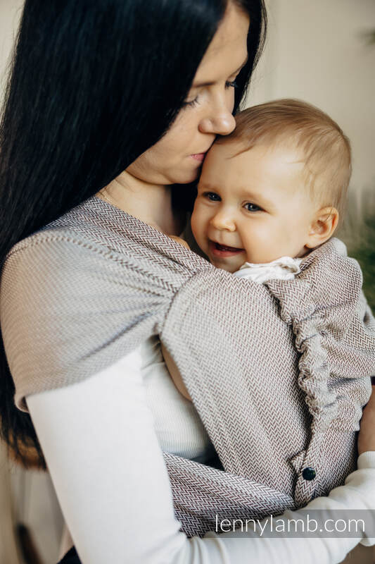 Lenny Lamb - My First Baby Carrier - LennyHybrid Half Buckle LITTLE HERRINGBONE ALMOND B