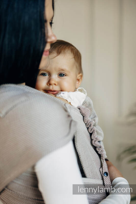 Lenny Lamb - My First Baby Carrier - LennyHybrid Half Buckle LITTLE HERRINGBONE ALMOND B