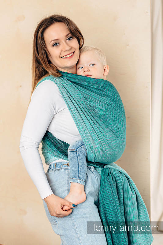 Lenny Lamb - Тъкан слинг-шал LITTLE HERRINGBONE OMBRE GREEN XS B Lenny Lamb - Тъкан слинг-шал LITTLE HERRINGBONE OMBRE GREEN XS B