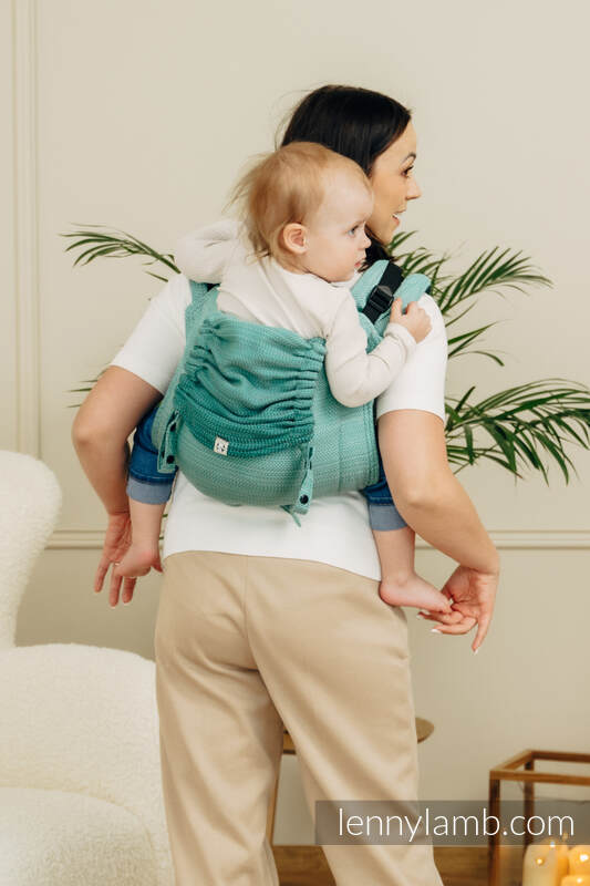Lenny Lamb - Lenny Buckle Onbuhimo PRO baby carrier PRO LITTLE HERRINGBONE OMBRE GREEN