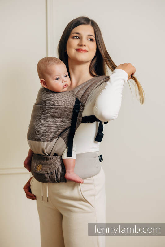 Lenny Lamb - My First Baby Carrier - LennyLight LITTLE HERRINGBONE BABY CAFFE LATTE