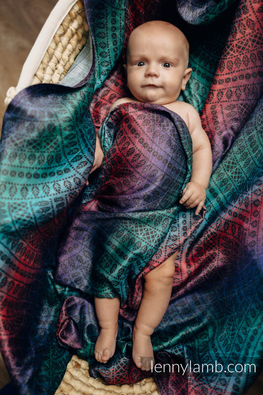 Lenny Lamb - Swaddle Blanket Maxi - PEACOCK'S TAIL - BLACK OPAL SMOKY (grade B) PEACOCK S TAIL BLACK OPAL SMOKY B