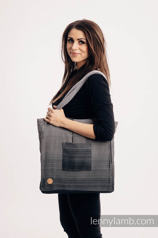 Lenny Lamb - Shoulder bag made of wrap fabric (100% cotton) - LITTLE HERRINGBONE OMBRE GREY - standard size 37cmx37cm LITTLE HERRINGBONE OMBRE GREY Lenny Lamb - Shoulder bag made of wrap fabric (100% cotton) - LITTLE HERRINGBONE OMBRE GREY - standard size 37cmx37cm LITTLE HERRINGBONE OMBRE GREY