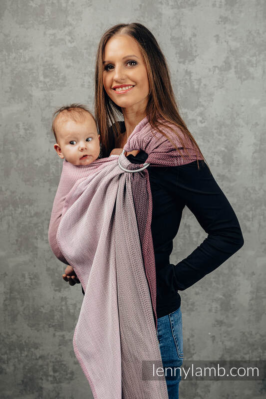 Lenny Lamb - Ring Sling LITTLE HERRINGBONE OMBRE PINK