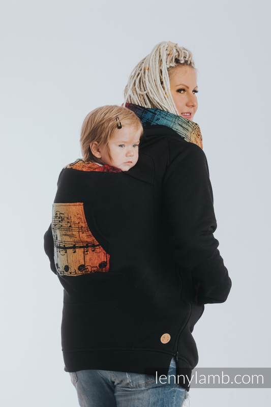 Lenny Lamb - Babywearing Sweatshirt 3.0 - Black with Symphony Rainbow Dark - size 3XL 