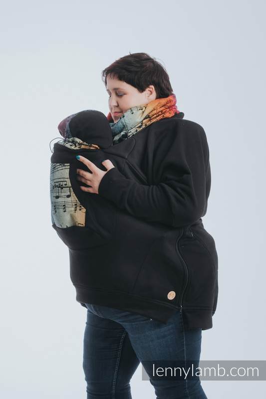 Lenny Lamb - Babywearing Sweatshirt 3.0 - Black with Symphony Rainbow Dark - size 3XL Lenny Lamb - Babywearing Sweatshirt 3.0 - Black with Symphony Rainbow Dark - size 3XL