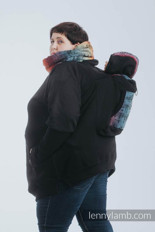 Lenny Lamb - Babywearing Sweatshirt 3.0 - Black with Symphony Rainbow Dark - size 3XL 