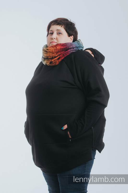 Lenny Lamb - Babywearing Sweatshirt 3.0 - Black with Symphony Rainbow Dark - size 3XL 