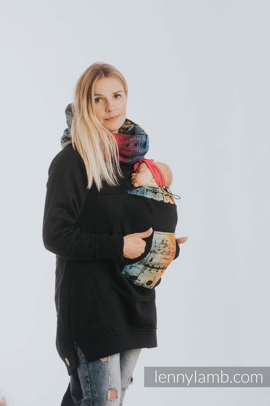 Lenny Lamb - Babywearing Sweatshirt 3.0 - Black with Symphony Rainbow Dark - size L L