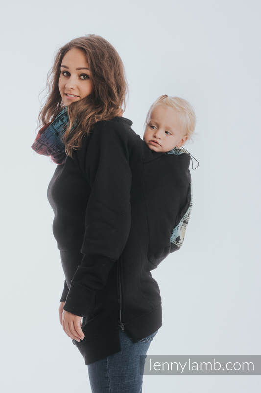 Lenny Lamb - Babywearing Sweatshirt 3.0 - Black with Symphony Rainbow Dark - size L L