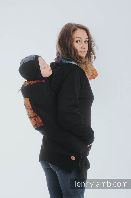 Lenny Lamb - Babywearing Sweatshirt 3.0 - Black with Symphony Rainbow Dark - size L L