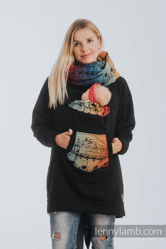 Lenny Lamb - Babywearing Sweatshirt 3.0 - Black with Symphony Rainbow Dark - size XXL XXL