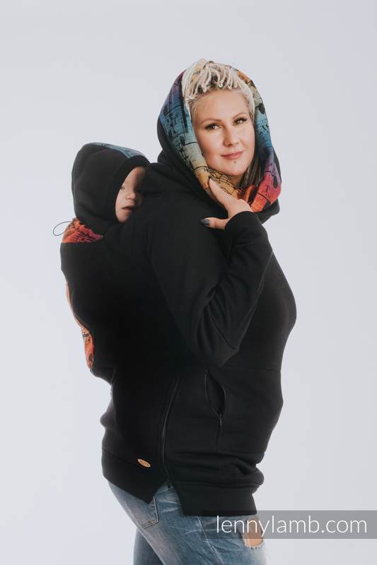Lenny Lamb - Babywearing Sweatshirt 3.0 - Black with Symphony Rainbow Dark - size XXL XXL