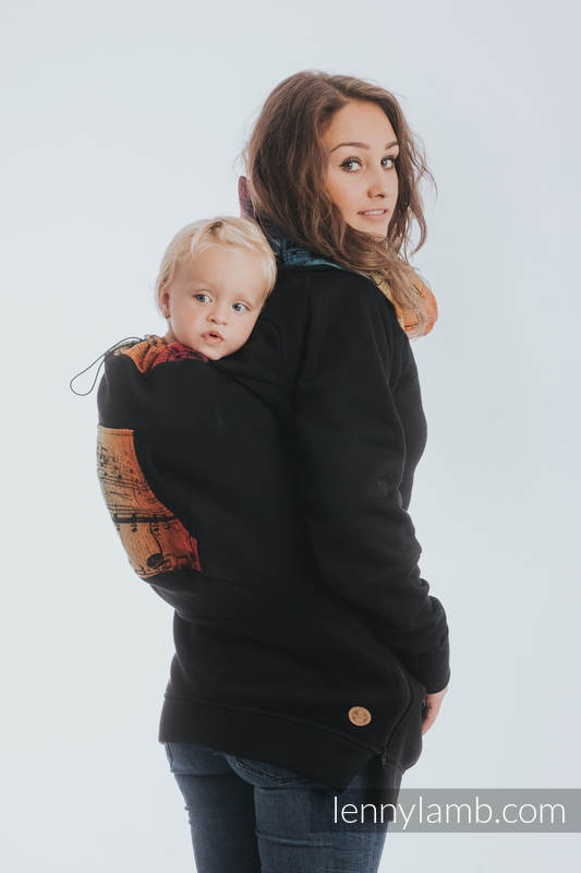 Lenny Lamb - Babywearing Sweatshirt 3.0 - Black with Symphony Rainbow Dark - size XXL XXL