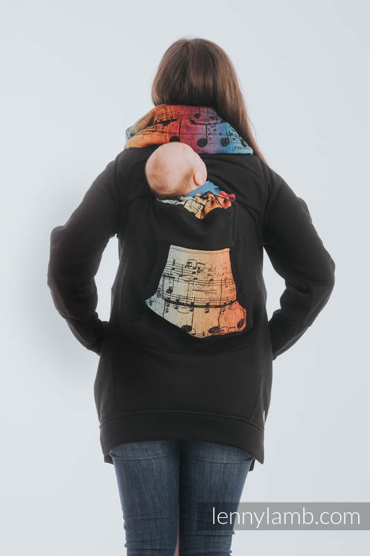 Lenny Lamb - Babywearing Sweatshirt 3.0 - Black with Symphony Rainbow Dark - size XXL XXL